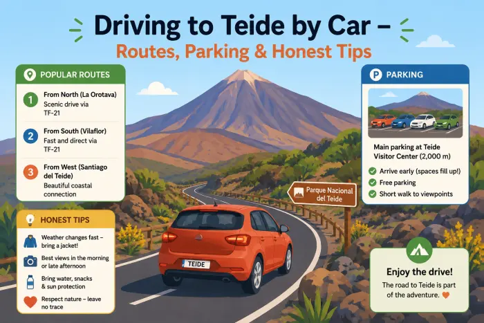 Driving to Teide by Car