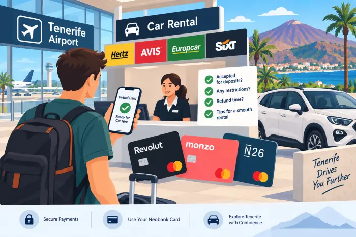 Revolut, Monzo, N26 for Tenerife Car Hire Deposits